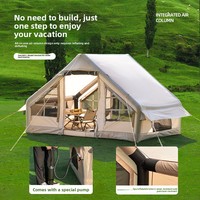 Tente de toit gonflable pour camping extérieur, abri multi-personnes, imperméable, coupe-vent, avec cheminée, quatre saisons, double couche, montage rapide