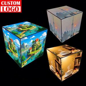 กล่องไฟโฆษณาทรงลูกบาศก์หมุนได้4ด้านกล่องไฟกลางแจ้งกล่องไฟ LED แสดงโลโก้ตามสั่ง - Product Image 1
