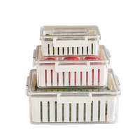 Boîte de rangement étanche à double vidange pour fruits et légumes, matériau PET PP avec couvercle pour réfrigérateur de cuisine pour le stockage des aliments