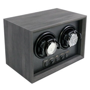 豪华定制标志自动数字显示黑色木质2槽手表收卷机保险箱手表储物包装盒 - Product Image 3