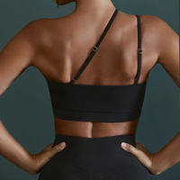 Soutien-gorge de sport souple en nylon avec logo personnalisé, haut court asymétrique et réglable dans le dos, short taille haute, vêtements de sport, ensemble de short de yoga