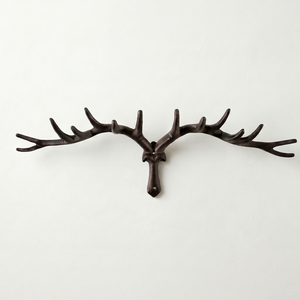 Premium Rustic Metal Deer Antler Wall <b>Hook</b> Heavy-Duty Wall Mounted Coat Rack Animal Pattern Decor - Product Image 1