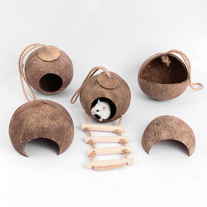 Criceto nido criceto nascondiglio guscio di cocco naturale protezione ambientale raffreddamento decorazione estiva casa riccio giocattoli - Product Image 1