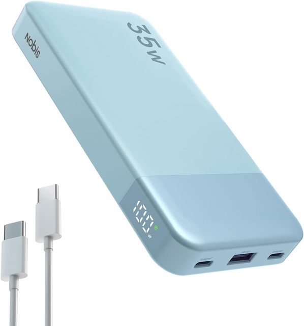 10000mAh High Capacity Power Bank with 35W PD Output 0-60% Fast Charge in 30 Mins, 3-Port Simultaneous Charging, Green Light
