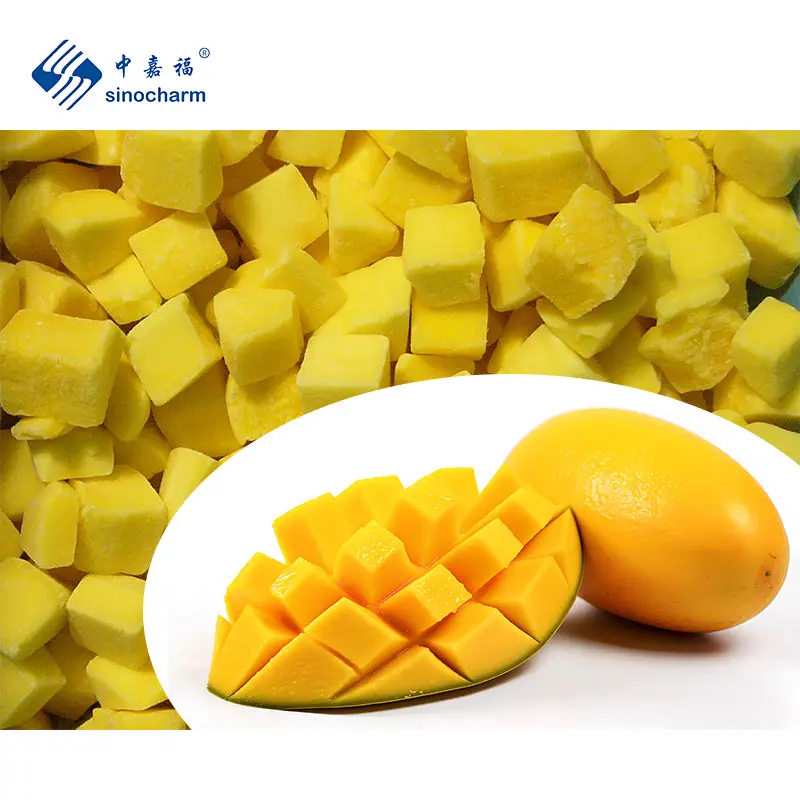 Sinocharm HACCP High Brix IQF Fresh Yellow Mango Cube Precio al por mayor 10kg Mango en cubitos congelados