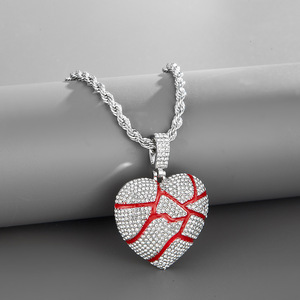 DUYIZHAO colgante de Corazón <span class=keywords><strong>Roto</strong></span> chapado en oro de Hip Hop con cadena de cuerda para hombres y mujeres - Product Image 2