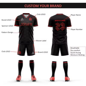 Maillot de football personnalisé pour hommes 2025-2026 – Ensemble complet respirant à manches courtes pour équipes – Tenue d'entraînement rétro - Product Image 2