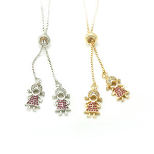 Nueva moda joyería de moda Niña colgante cristal rojo circón Collar chapado en oro - Product Image 1