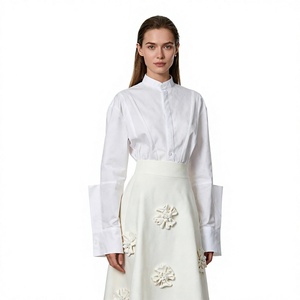 Camisa Blanca de Cuello Alto para Mujer, Manga Larga, Estilo Retro Casual, Primavera - Product Image 4