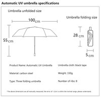 Parapluie automatique 3 plis 8K 23 pouces coupe-vent avec design moderne, poignée en pongee, modèle de voyage, cadeau d'affaires, haute qualité