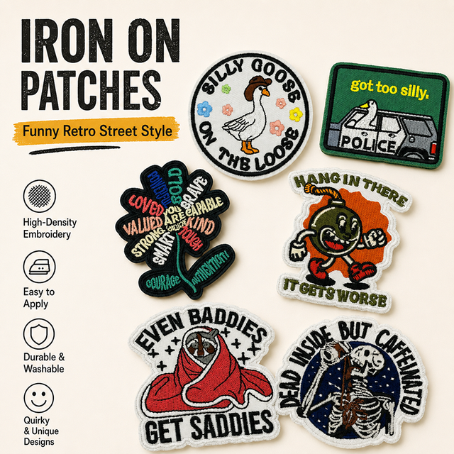 Ready to Ship Funny Cartoon Meme Silly Iron on Appliques for Garment Hats Bags Backpacks Decor Embroidery Patches