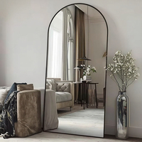 Miroir sur pied moderne en alliage pour chambre à coucher, miroir de dressing sur mesure avec cadre, miroir arqué pour chambre