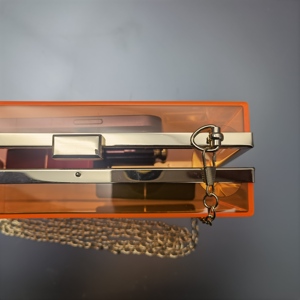 Sac à main <span class=keywords><strong>de</strong></span> mariage pour femme en résine transparente orange clair <span class=keywords><strong>de</strong></span> luxe <span class=keywords><strong>2022</strong></span>, pochette rectangulaire pour femme, pochette <span class=keywords><strong>de</strong></span> soirée transparente en acrylique - Product Image 3
