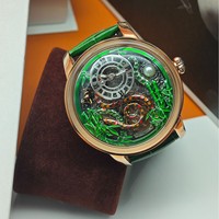 Montre mécanique squelette serpent pour homme, automatique, de luxe, boîtier incurvé, bracelet en acier inoxydable, cadran à aiguilles, squelette, à vibration satellite