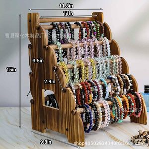 Organizador de Joyas de Madera de 5 Niveles para Escritorio, para Pulseras y Relojes, Acabado Blanco Quemado - Product Image 5