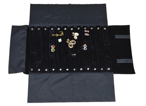 Custodia Arrotolabile da Viaggio per Gioielli, Borsa Portatile <span class=keywords><strong>in</strong></span> <span class=keywords><strong>Pelle</strong></span> e Velluto, Organizer Antiurto e Antipolvere per Anelli, Collane e Oggetti Preziosi - Product Image 4