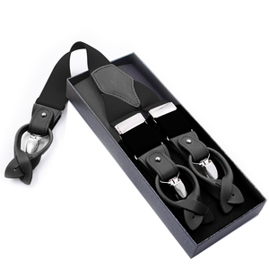 Fashion Classic Luxury Adjustable 3.5cm Men and <strong>Women</strong> New Black Leather Dual Clips <strong>Suspender</strong> <strong>Belt</strong> for Daily Wear - Product Image 1