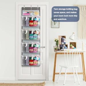 5 Compartments Hanging Yarn Knitting Storage Organizer With Zipper Closure Yarn Over Door Display Holder - Product Image 2