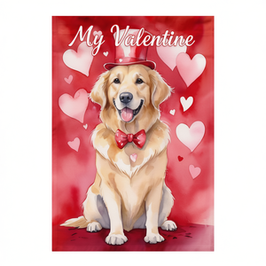 Drapeau de jardin Golden Retriever Valentine, rectangulaire, en polyester, bannière décorative pour patio, impression numérique, My Valentine - Product Image 1