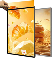 Kotak Lampu LED Iklan yang Dapat Disesuaikan, Bingkai Snap Open Edge, Papan Menu Gantung Dinding untuk Tampilan Restoran/Toko
