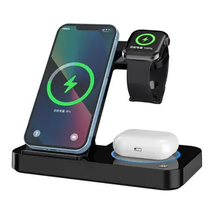 Portable Stand holder 15w 6/4/3 in 1 Fast Wireless charger station charging for apple samsung cell QI phone Earphone Smart watch