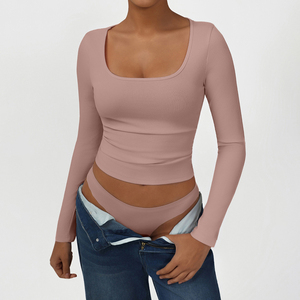 Haut de yoga à manches longues très élastique style LL, couleur unie, sportif et sexy, réversible et respirant, grande taille pour la saison d'automne - Product Image 3