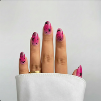 Enveloppes d'ongles en gel de résine sans UV Midnight Goth avec motifs brillants de crânes et d'araignées d'Halloween pour la vente en gros de fournitures artistiques