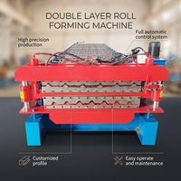 Machine de formage à froid de panneaux de toiture ondulés et trapézoïdaux à double couche