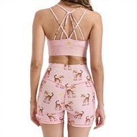 Ensemble de vêtements de sport 2 pièces à imprimé animal, au-dessus du genou, pour femme, avec leggings taille haute et shorts cycliste, personnalisable, OEM ODM