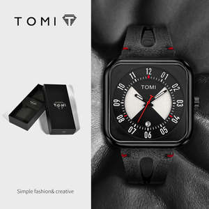Reloj de Pulsera TOMI T094 para Hombre, Movimiento de Cuarzo, Diseño Simple, Forma Cuadrada de Lujo, Fecha Automática, Correa de Cuero, Gran Venta - Product Image 1