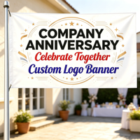 Drapeau personnalisé en polyester 3x5 pieds avec logo sur mesure, bannière d'entreprise durable pour la célébration d'anniversaire d'entreprise, la décoration d'événements