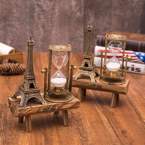 Sablier Décoratif Vintage Tour Eiffel <span class=keywords><strong>Paris</strong></span>, Cadeau Créatif pour Étudiant, Sablier Ornemental en Bois Moderne Souche d'Arbre - Product Image 4