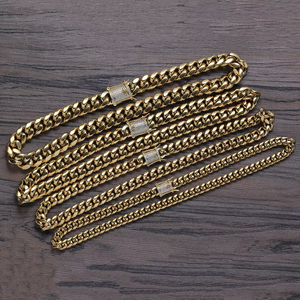 8Mm 10mm12mm14mm Men's Stainless Steel Round Grinding Color Retaining <b>Cuban</b> Necklace Tanjing Fashion Lijing Necklace - Product Image 3