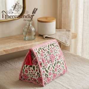 Block Print Floral Quilted Cosmetic <b>Bag</b> Cotton Makeup Organizer Travel <b>Toiletry</b> Zipper Pouch - Product Image 3