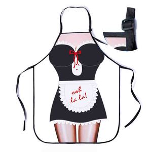 Grembiule da cameriera con due tasche e spalline lunghe in tanti