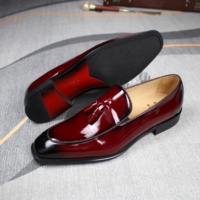 Mocassins de luxe pour hommes à pampilles en cuir verni brillant, chaussures à enfiler rouge bordeaux, pour occasions formelles, affaires, mariage, design OEM/ODM