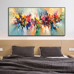 100% pintado a mano abstracto colorido lienzo flor pared arte pintura al óleo abstracto - Product Image 5