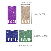 Porte-badge rétractable en plastique coloré ajouré, avec paillettes dorées, réutilisable, imprimé UV, pour carte RN anglaise