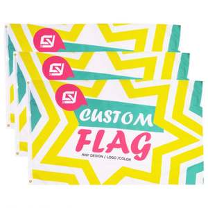 ธงสองด้านแบบกำหนดเองสองด้านแบบเดี่ยวสีเหลืองโลโก้ใดๆออกแบบได้อย่างมืออาชีพ - Product Image 3