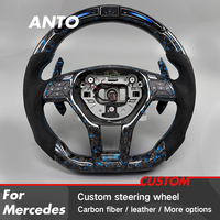 Volant de voiture en fibre de carbone bleu personnalisé avec LED intelligentes, style sport pour Mercedes-Benz AMG C63 Coupé W204 W205 2012-2019