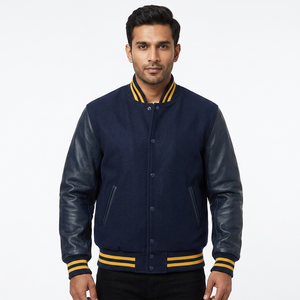 OEM Manufacturer High Quality Custom Baseball Letterman Varsity Jacket for <b>Men</b> Chenille Embroidery Leather Sleeves for Winter - Product Image 1