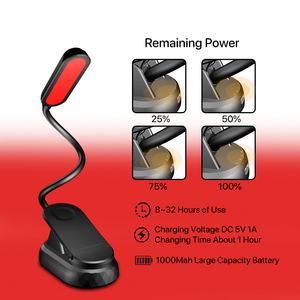 Couleur de lumière saine LED rouge 625 ~ 630 nm lampe de lecture Flexible col de cygne luminosité ajuste USB charge rapide lampe de lecture - Product Image 4