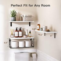 Ensemble de 4 étagères flottantes en bois de style rural fixées au mur pour décor de salon et d'hôtel Option de rangement pliable
