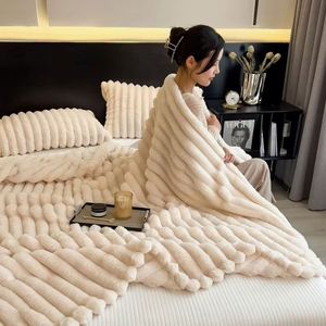 All Season Solid Color Thickened Wide Striped Multifunctional Blanket Can Be Used As Bed Sheet Cover Blanket Nap Blanket - Product Image 2