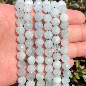 Haute Qualité 8mm Naturel Pierre À Facettes Bleu Aigue-Marine <span class=keywords><strong>Stonne</strong></span> Perles pour Perles Diy Bijoux 7.5'' - Product Image 5