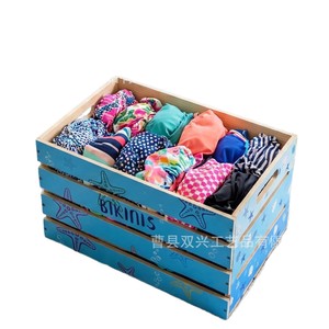 Wooden <b>Storage</b> Box For Bikinis With Shell Pattern Rectangle <b>Clothes</b> Organizer Pool Beach Use - Product Image 5