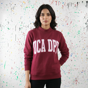 UCA DPT <b>BROWN</b> Hooded 100% Cotton Winter Fleece Quick Dry Breathable Vintage Hoodie White Applique Embroidery URBAN PRODUCTIONS - Product Image 1