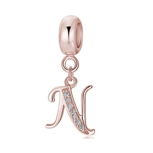 Colgante de Plata de Ley S925 con Circonita, 26 Letras del Alfabeto Inglés, Chapado en Oro Rosa, Minimalista, para Pulsera, Collar, Accesorios de Plata DIY - Product Image 5