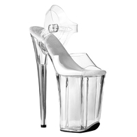 Chaussures de danseuse exotique à talons aiguilles transparents en PVC de 20 cm, plateforme haute, pour la danse de pole sexy en boîte de nuit et l'entraînement