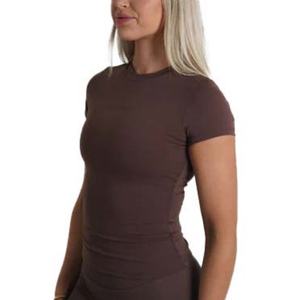 Camiseta Deportiva de Manga Corta para Mujer, Cuello Redondo, Transpirable, con Estampado 3D, de Nailon, para Yoga y Deportes - Product Image 6